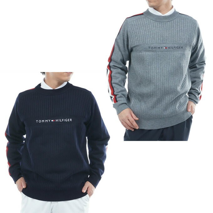 【条件達成で最大10万ポイント獲得のチャンス！4/20～4/30】トミーヒルフィガーゴルフ(TOMMY HILFIGER GOLF) ゴルフウェア セーター メンズ スポーツクラシック クルーネックニット THMA581 【2025年秋冬モデル】