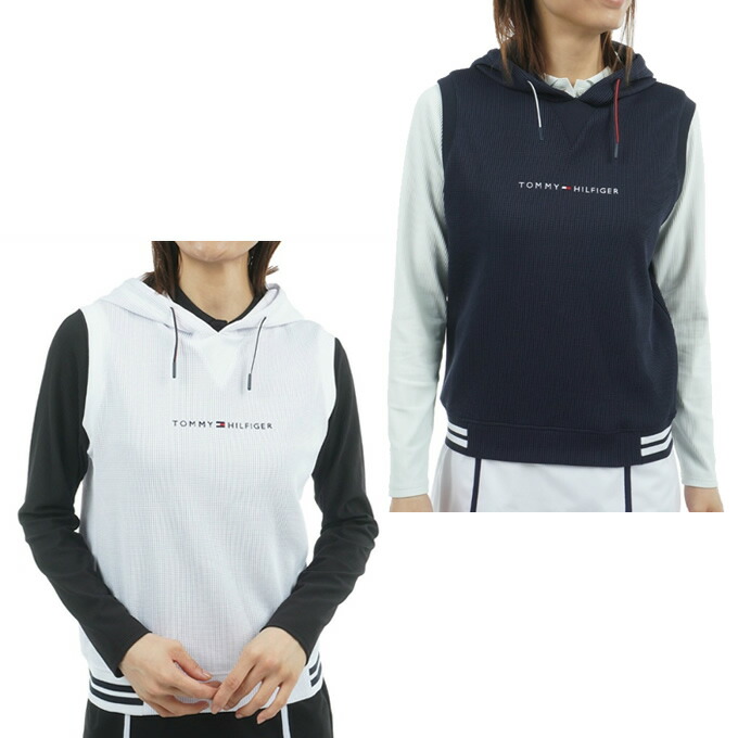 トミーヒルフィガーゴルフ(TOMMY HILFIGER GOLF) ゴルフウェア ベスト レディース ワッフル スウェットフーディーベスト THLA551 【2025年秋冬モデル】