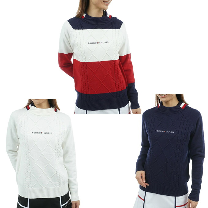 【全商品対象最大10％OFFクーポン！7/19 20:00～7/26 01:59】トミーヒルフィガーゴルフ(TOMMY HILFIGER GOLF) ゴルフウェア セーター レディース マシュマロタッチケーブル柄ハイネックニット THLA582 【2025年秋冬モデル】｜ヒマラヤ店