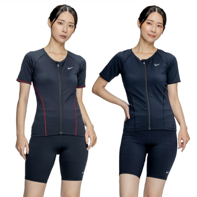 ナイキ(NIKE) フィットネス水着 セパレート レディース フルジップ半袖セパレーツ EC限定 2993164