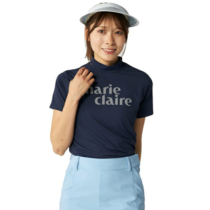 マリクレール(marie claire) ゴルフウェア 半袖シャツ レディース 接触冷感UVロゴモックネック半袖SH 716-642 【2026年春夏モデル】