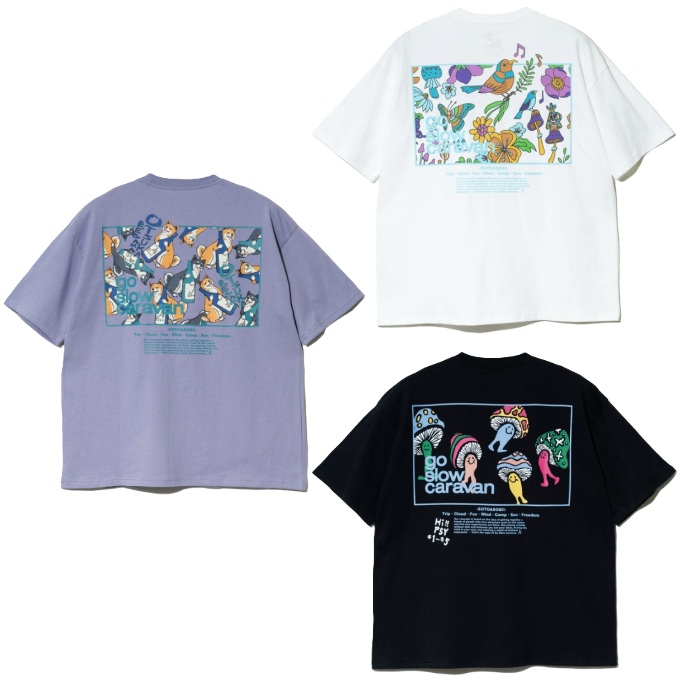 ゴースローキャラバン(Go Slow Caravan) Tシャツ 半袖 メンズ USA/C スクエアLOGOバックプリントゆったりTEE 361915A