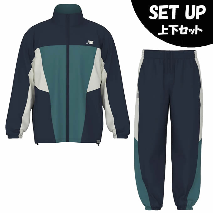 【全商品対象最大10％OFFクーポン！7/19 20:00～7/26 01:59】ニューバランス(new balance) ウインドブレーカー 上下セット メンズ ウーブントラックジャケット+ウーブンジョガーパンツ MJ61H33O-TNV+MB61397S-TNV｜ヒマラヤ店