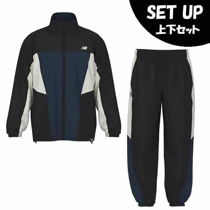 【全商品対象最大10%OFFクーポン!7/19 20:00~7/26 01:59】ニューバランス(new balance) ウインドブレーカー 上下セット メンズ ウーブントラックジャケット+ウーブンジョガーパンツ MJ61H33O-BK+MB61397S-BK|ヒマラヤ店
