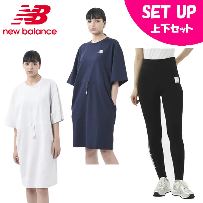 ニューバランス ワンピース レギンス セット レディース Athletics Tシャツ ドレス Nb Essentials Field Day Wd Wp New Balance Arganita Tn