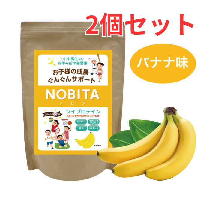 ノビタ プロテイン 2個セット バナナ味 600g NOBITA ソイプロテイン ジュニア FD-0002-001 寝る前に飲む サプリメント 子供 小中高生向け od