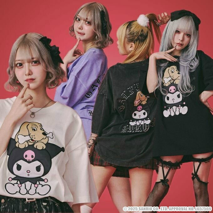 ガルフィー×クロミ 制限事項 メンズ レディース 半袖 ティーシャツ クロミちゃんとGALFYの半袖TEE 馬鹿でかい大いさ 心地好い ゆったり ガルフィ 男女兼用 ユニ一発やる GALFY od ‥