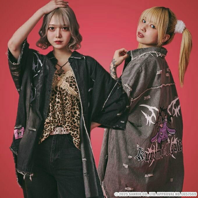 ガルフィー&times;クロミ 限定 メンズ レディース 半袖 シャツ ボロボロデニム半袖BIGシャツ 大きいサイズ カジュアル ゆったり ガルフィ 男女兼用 ユニセックス GALFY ‥｜ヒマラヤアウトドア専門店