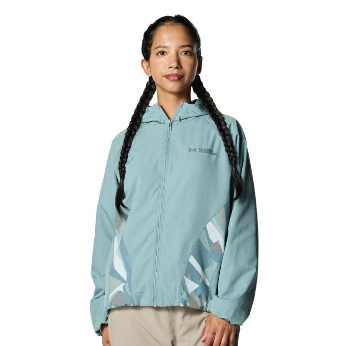 アンダーアーマー ウインドブレーカー ジャケット レディース UA TRICOT WOVEN PRINT FULL-ZIP HOODIE 6010220-323 UNDER ARMOUR sw