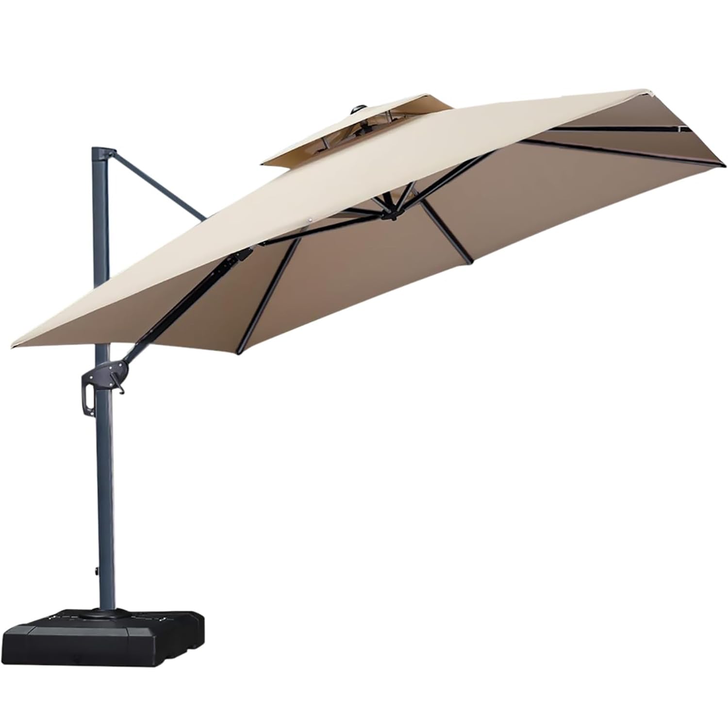 パラソルセット ガーデンパラソル ベース付き パラソルセット アルミ製 自立型 ハンギングタイプ 250cm 300cm 正方形 スタンドタイプ 熱中症対策 大型 角度調整機能 ハンドル開閉 チルト機能 日よけ 日傘 庭 屋外 アウトドア おしゃれ