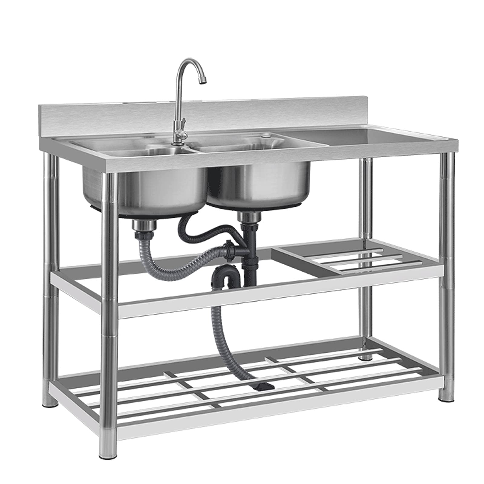 人気　ステンレス簡易流し台 ガーデンシンク 屋外 ダブル 付属品 蛇口付き Amazon | 蛇口付き ダブルシンク 屋外簡易式ガーデンシンク 蛇口付き