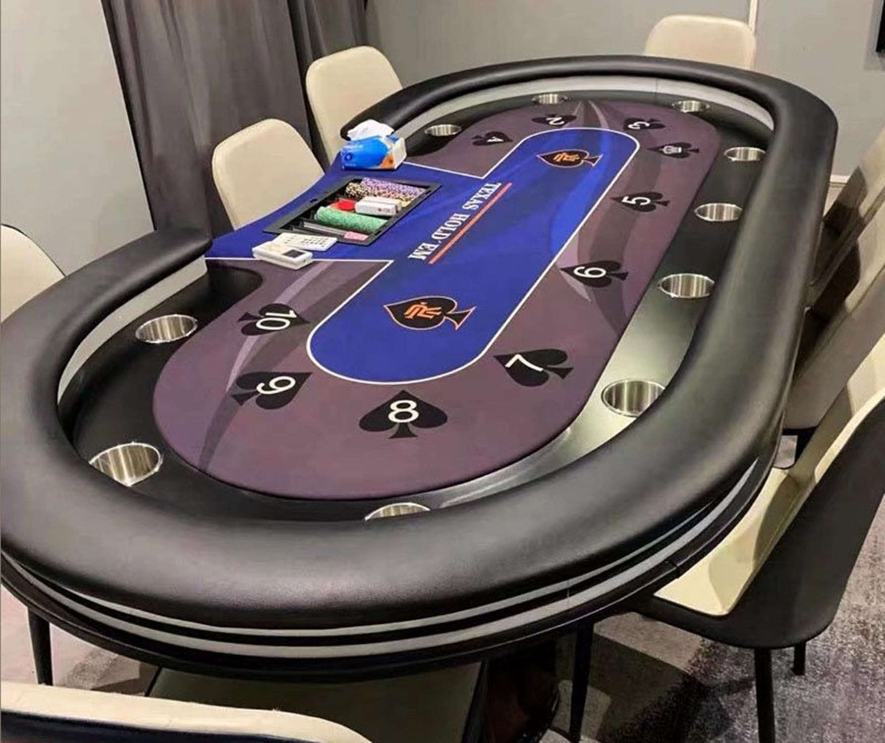 楽天市場】ポーカーテーブル トップ カップホルダー付き カジノ