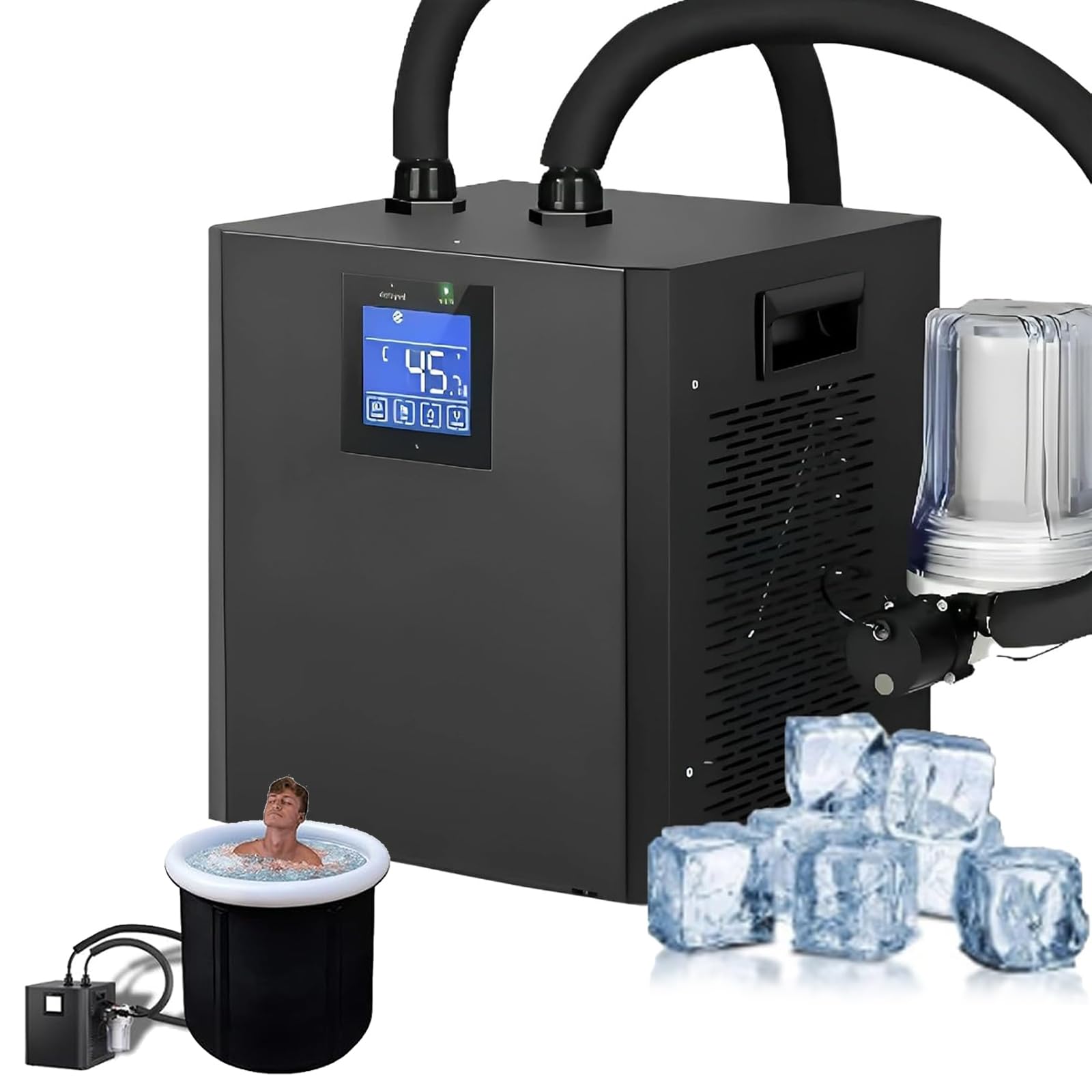 アイスバスチラー 氷風呂チラー アイスバケツバスタブ氷湯ぶね用 冷水冷やかす器 250L 水温合わせる能力のある こし器付き添い人 備え付ける飾り気のない 水回転運動斎戒もく浴 水温管理すること 省エネ冷やかす 弾丸道路封鎖 雨合羽配管付き添い人 腕力取り戻すこと 冷水浴 温冷両用 ウォーターチラ