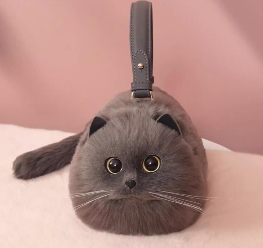 猫ちゃん型バッグ ショルダーバッグ 猫型 バッグ ハンドバッグ 猫型 バッグ レディース 猫 鞄 バッグ ぬいぐるみ ファー リアル ふわふ｜暮らしの彩