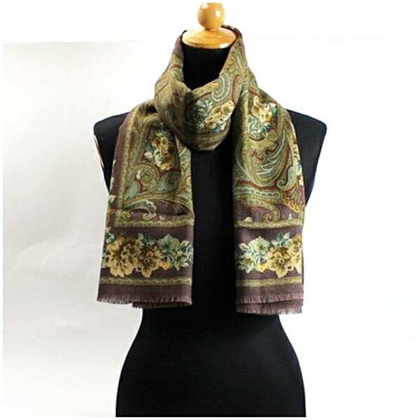 楽天市場】エトロ ウール・シルク 長方形 大判 ストール グリーン