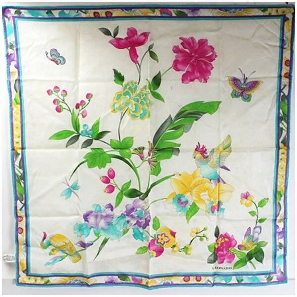 楽天市場】LEONARD レオナール スカーフ 良好 ネイビー シルク100％ 花