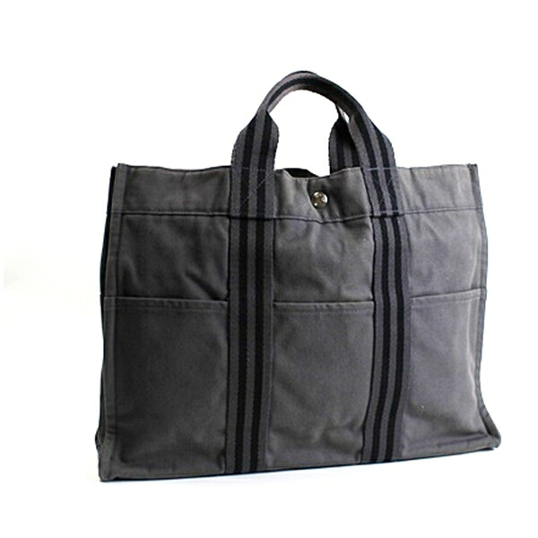 エルメス フールトゥMM キャンバス トートバッグ グレー 中古 ABランク HERMES｜レディース メンズ 男女兼用 通勤 通学 A4可【送料無料】｜ブランドール　ミルキー