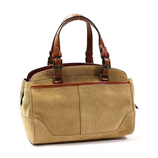 コーチ ミニボストンバッグ 7474 スウェード×レザー ブラウン 中古 ABランク COACH｜女性用 レディース スエード メンテナンスグッズ付き 【送料無料】