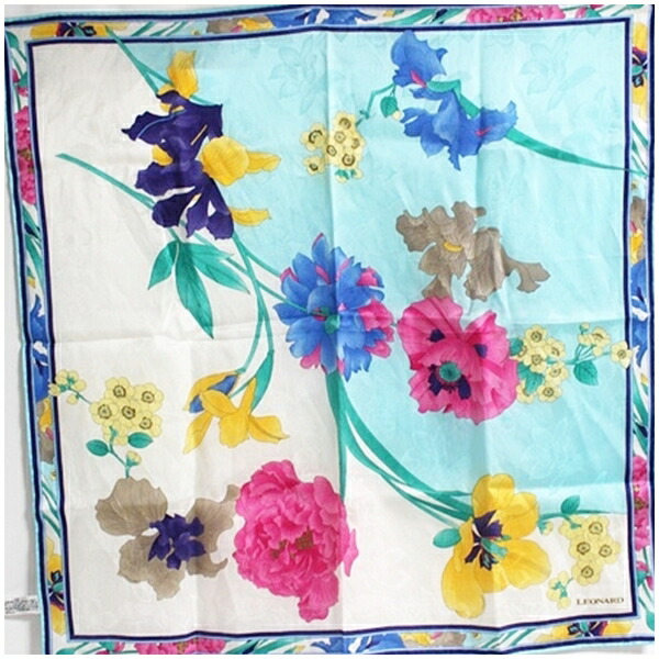 楽天市場】LEONARD レオナール スカーフ 良好 ネイビー シルク100％ 花