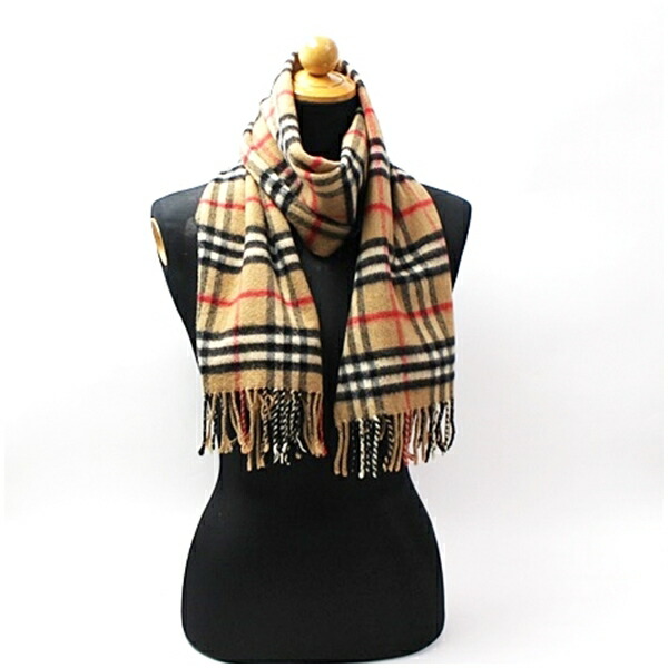 楽天市場】バーバリー マフラー キャメル×チェック 144×31センチ 中古