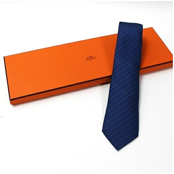 エルメス 絹地 タイ シェーヌダンクル柄 6297PA 中古 AB序列付ける HERMES ｜メンズ 商行為 箱付き添い人  【貨物輸送無料】