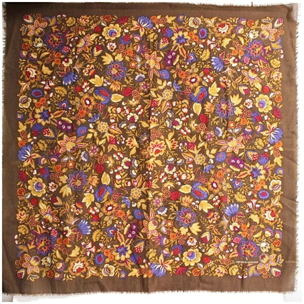 ヴァレンチノガラヴァーニ 大判ストール ブラウン×マルチカラー 花柄 中古 ABランク valentino garavani｜レディース 女性用 バレンチノガラヴァーニ 【ネコポス送料無料】