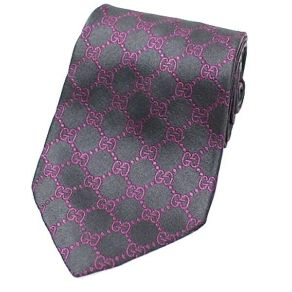 グッチ シルク ネクタイ ロゴ 格子 中古 Aランク GUCCI｜メンズ ビジネス 【ネコポス送料無料】 【クリーニング済み】