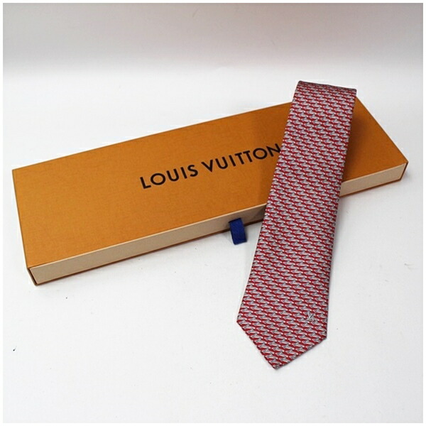 ルイヴィトン 絹地 タイ M73129 車柄 中古 A価値づける LOUIS VUITTON ｜メンズ 商行為 箱付き添い人  【貨物輸送無料】  【洗い濯ぎ済み】