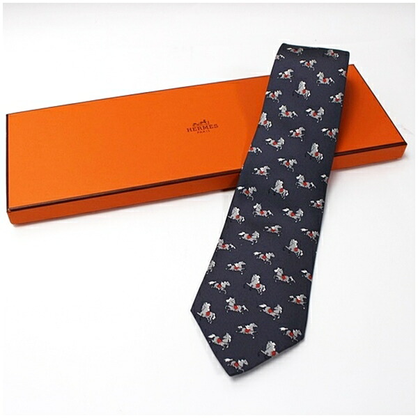 エルメス シルク ネクタイ 馬・騎手柄 中古 ABランク HERMES｜メンズ ビジネス 箱付き 【送料無料】｜ブランドール　ミルキー 8,316円