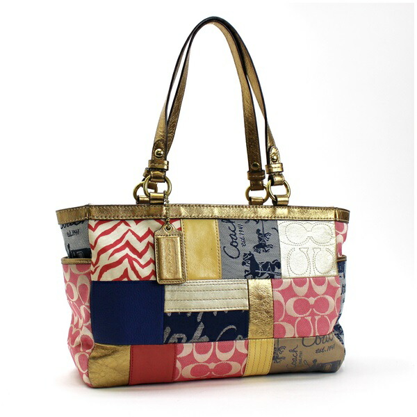 コーチ バック シグネチャー トートバッグ ショルダーバッグ 肩掛け ブランド パッチワーク マルチカラー ゴールド F レディース 中古 Abランク Coach レディース 女性 ブランド バック ゴールド金具 送料無料 ブランドール ミルキー Font Size 5 Color