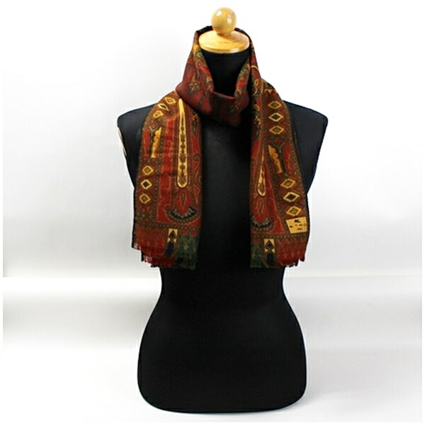 楽天市場】エトロ 大判ストール ショール ウール×シルク ブラウン