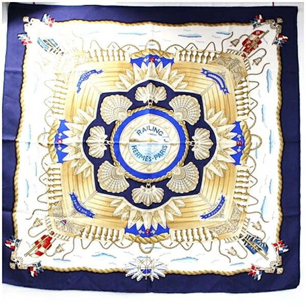 エルメス シルク スカーフ カレ90  『RAILING』 船の手摺 中古 ABランク HERMES | レディース 女性 楽天市場】エルメス シルク スカーフ カレ90 『RAILING』 船の手摺