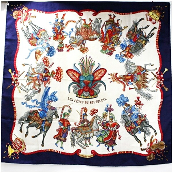 HERMES エルメス カレ90 LE ROY SOLEIL 太陽王 シルク エルメス HERMES カレ90 LE ROY SOLEIL 太陽王 大判スカーフ シルク100