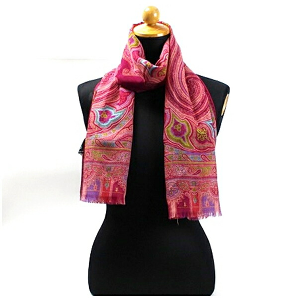 Etroエトロ　ペイズリー　大判ストール 約194 × 68センチ 大判 ストール】SS/AW Etro(エトロ）のペイズリー風/ホワイト