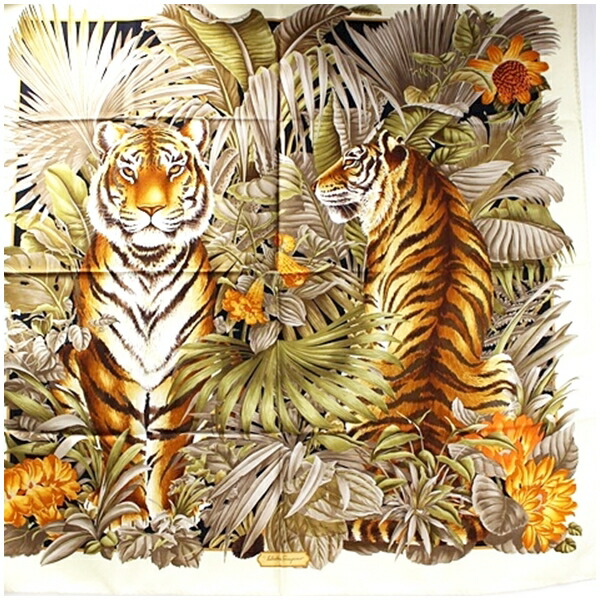 楽天市場】サルバトーレ・フェラガモ シルク スカーフ ネイビー