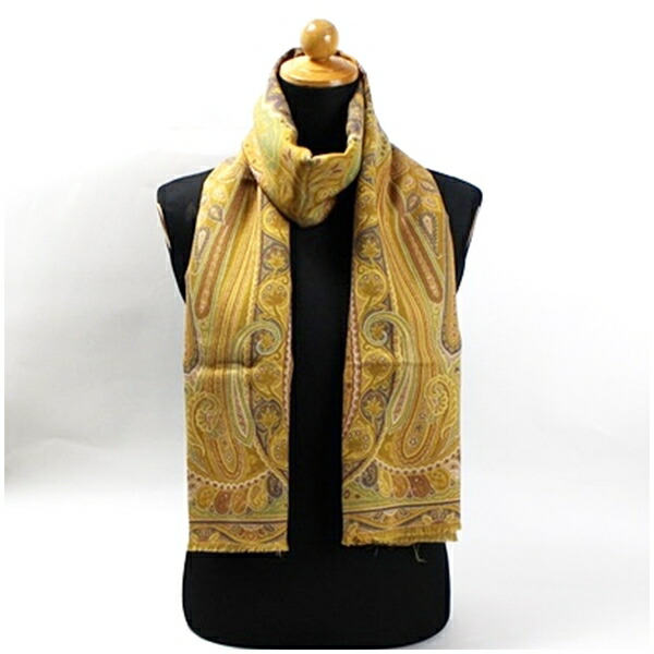 楽天市場】エトロ ウール・シルク 長方形 大判 ストール グリーン