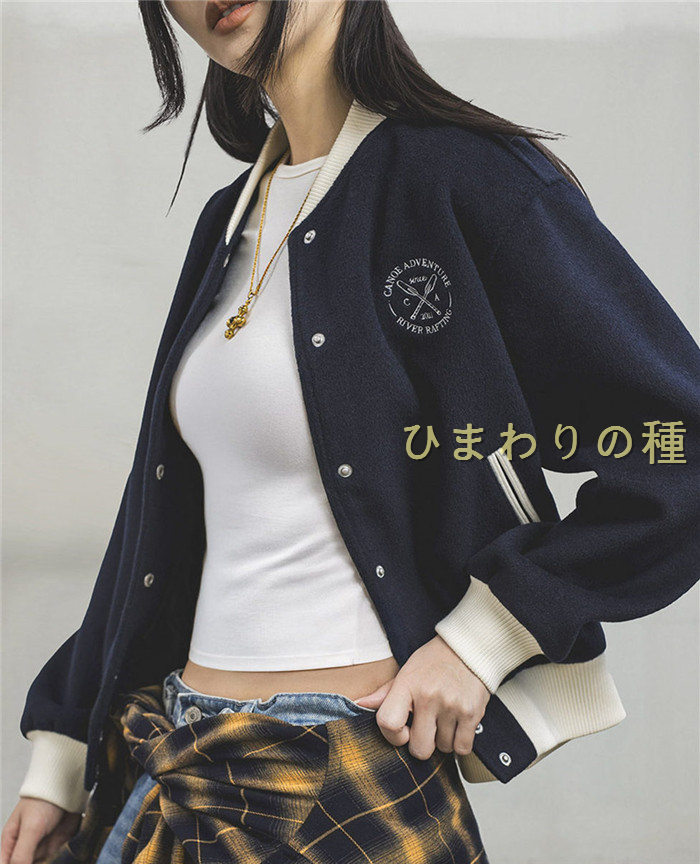 スタジャン ジャケット レディース 春秋冬アウター フリースジャケット 大人 秋服 大人気 ゆったり 大人 カジュアル ショートジャケット　ショートコート　ゴルフ ジャケット レディース　ベスボールジャケット　ベスボールジャンパー