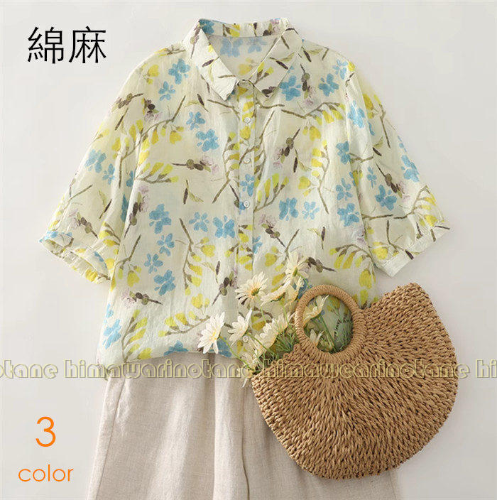 楽天市場】綿麻 花柄シャツ レディース シニアファッション チュニック