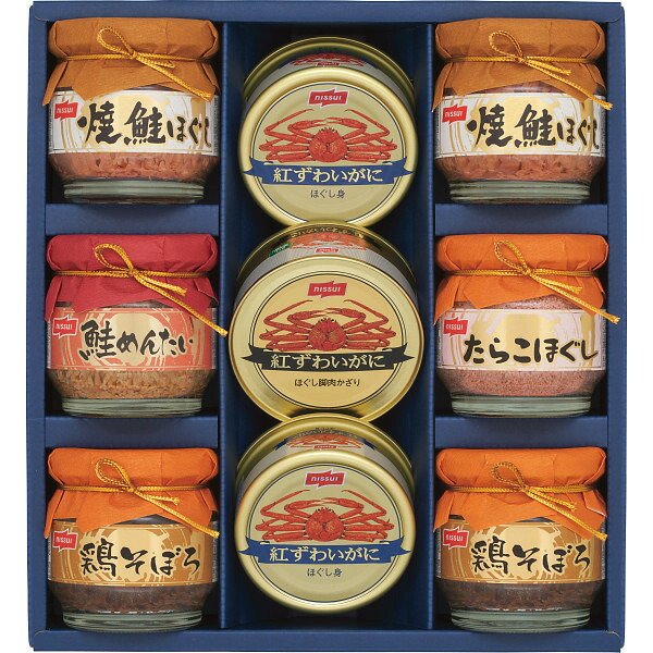 【お買い物マラソン限定クーポン配布中】 ニッスイ　瓶詰・かに缶詰ギフトセット ギフト 贈り物 お祝い お歳暮 お中元 プレゼント 御礼 お礼 御歳暮 御中元 贈答品 粗品 熨斗 のし お返し 内祝い 快気