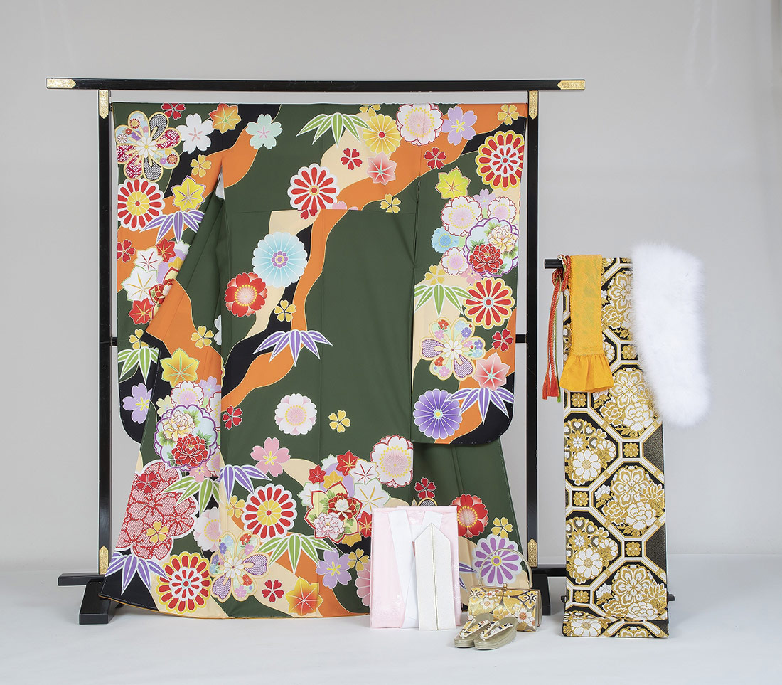 Sale ポイント5倍 洗える 11日1 59マデ 振袖 結婚式 着物 日本製 フルセット 仕立て上がり 謝恩会 8点セット 洗える B 3 成人式 謝恩会 結婚式 卒業式 作務衣と甚平 和専門店 ひめかお手入れ簡単 ポリエステル素材の振袖 成人式