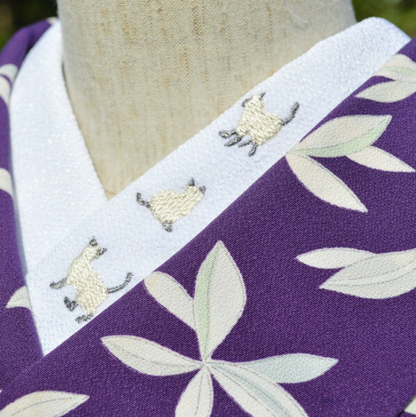 楽天市場】ツタネコ・グレー猫 ネコ ねこ 半衿☆刺繍 半衿 ひめ吉