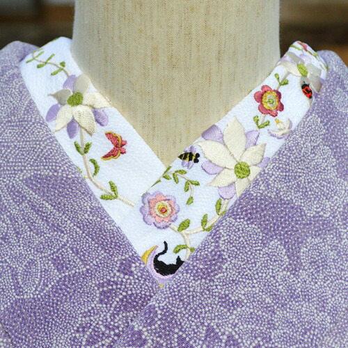 ぽてち　半衿 蝶々 【オールドローズ】13 楽天市場】シンプル蝶 蝶 ちょうちょ 半衿 刺繍 ひめ吉