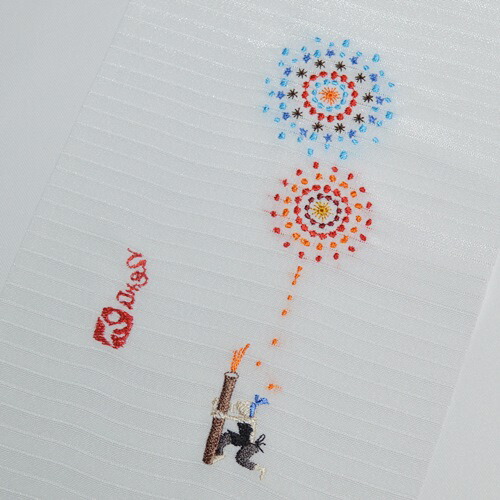 楽天市場 花火 刺繍 半襟 ひめ吉オリジナルデザイン 夏半襟 絽 花火ゆうパケットは日時指定できません ポスト投函です 刺繍半襟 ひめ吉