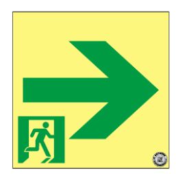 緑十字/(株)日本緑十字社 高輝度蓄光避難誘導ステッカー標識 非常口→ 150×150 S級認定品 SSN951 364951|ひめこうぐ