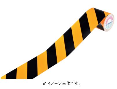 緑十字/日本緑十字社 虎柄磁気テープ 螢光オレンジ色／黒 ９０粍幅×１０ｍ 屋内用 TR4-A 256401