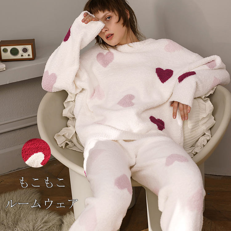 上下セット パジャマ レディース 上下セット もこもこ ルームウェア 冬 もこもこ パジャマ レディース 冬用 ふわふわ セット 秋冬 部屋着 暖か あたたか レディース 贈り物 ギフト 長袖 可愛い 送料無料 ヒメルストア