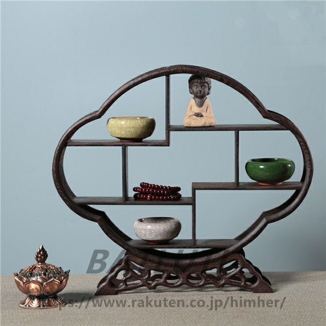 楽天市場】中国茶器棚 丸形 丸型 中国茶器 棚 アンティーク風 飾り棚