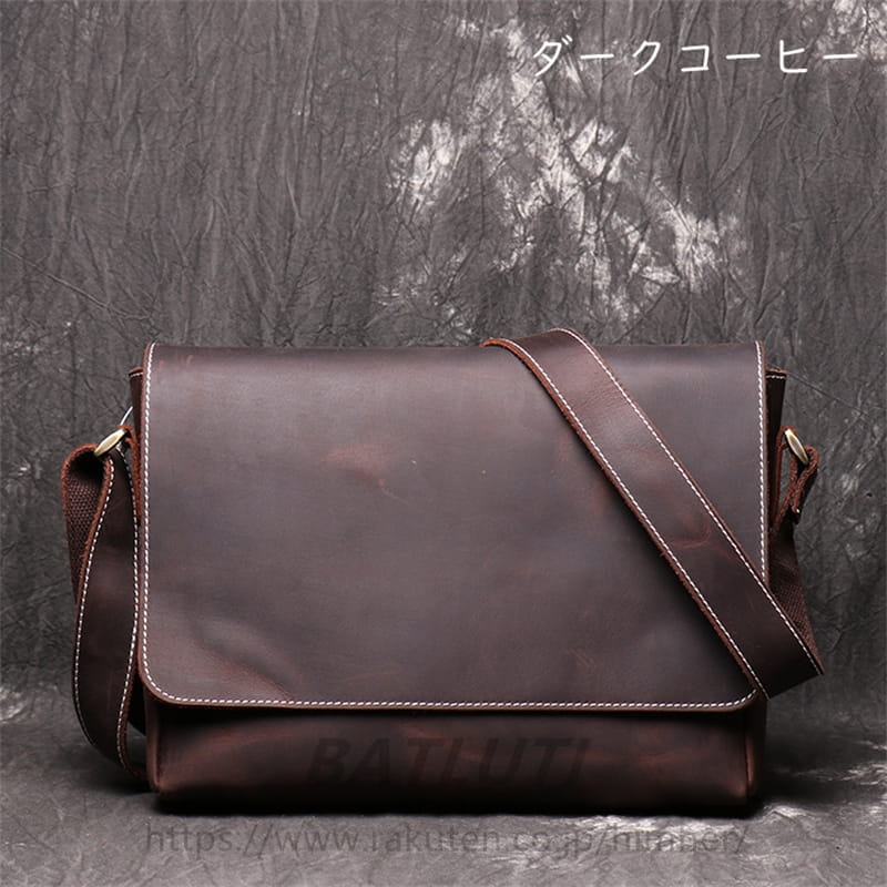 本革 上層牛革ｘカンバスメンズ　ショルダーバッグ メッセージバッグ