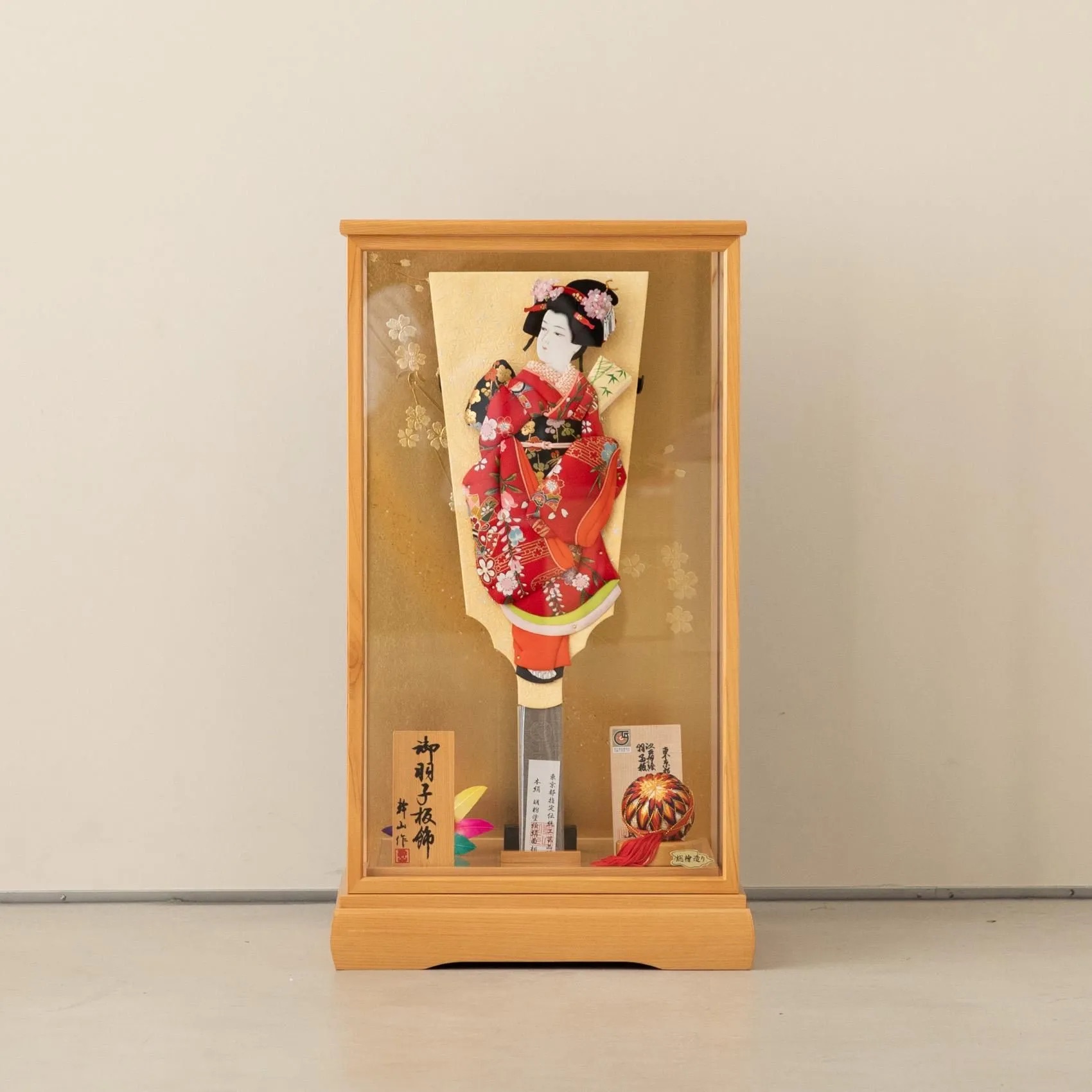羽子板 初正月 むさしや豊山 16号 本絹 胡粉塗絵絹面相 丸立ちかむろ 桧ケース