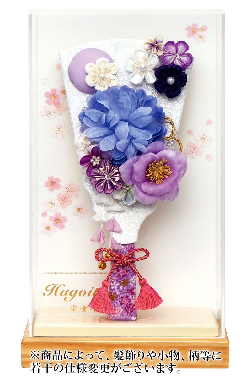 羽子板 ケース飾り れいカンザシ（紫）羽子板 アクリルケース舞桜 無垢 オフホワイト 9号 【2025年度新作】 h071-mm-hg2517-9